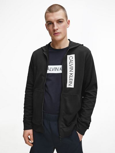 Calvin Klein Ruhák HU816065 | Calvin Klein Zip Up Férfi Kapucnis Pulóver Fekete / Világos Fehér